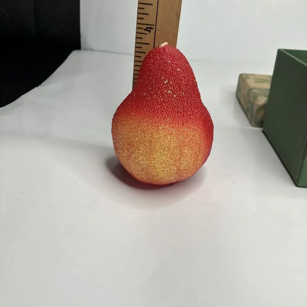 3 Holiday Fruits SUGARED PEAR CANDLES Unscented The White Barn Candle Co. In Box